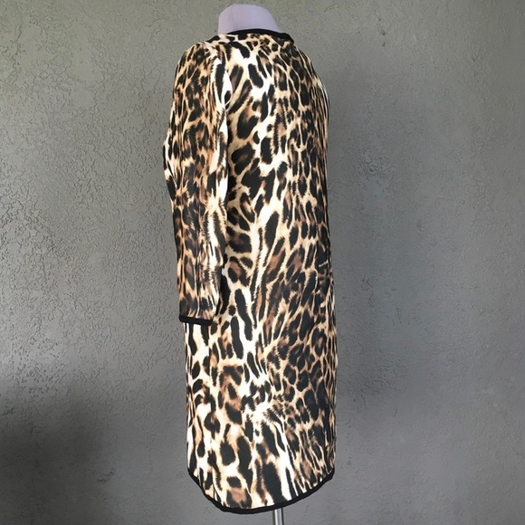 MNG Leopard Long Sleeve Sheath Dress -Size S - Picture 2 of 12